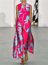 Robe bohème imprimée sans manches à col en V